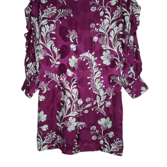 J. Crew Collection Silk Ruffle Sleeve High-Neck Dress Purple Floral Size 4 NWT - Picture 14 of 16
